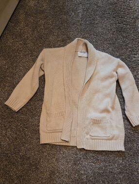 Old Navy Beige Shawl-Collar Open Cardigan